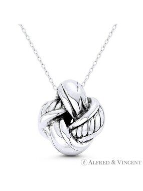 Love Knot Charm Pendant in Oxidized .925 Sterling Silver